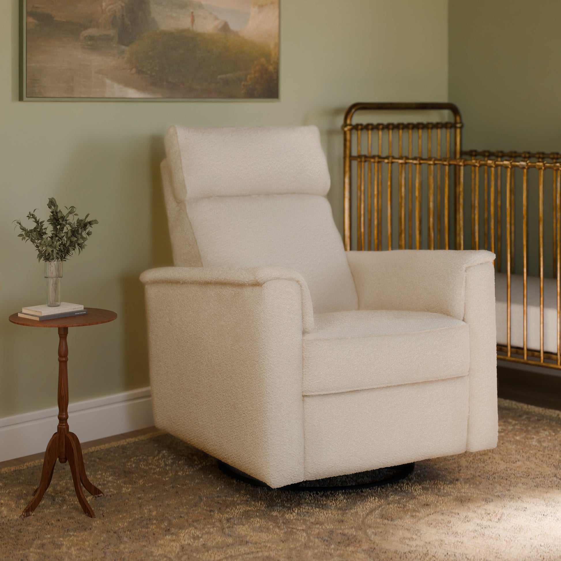 M17186PWB,Namesake,Willa Plus Power Glider Recliner w/ Power Headrest in Performance Ivory Boucle