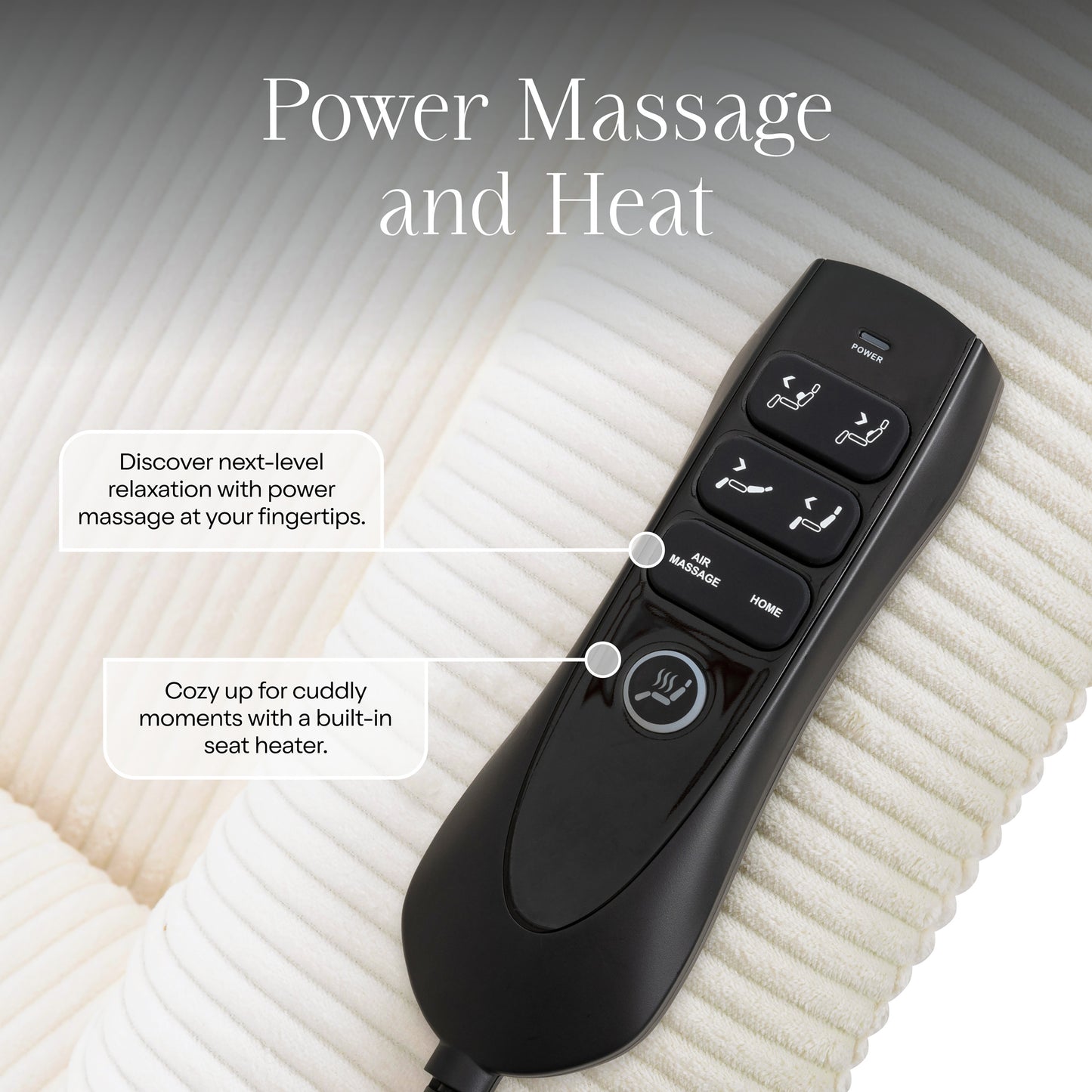 B17183YC,Monogram by Namesake,Willa Deluxe Power Glider Recliner w/Heat&Massage in Ivory Corduroy