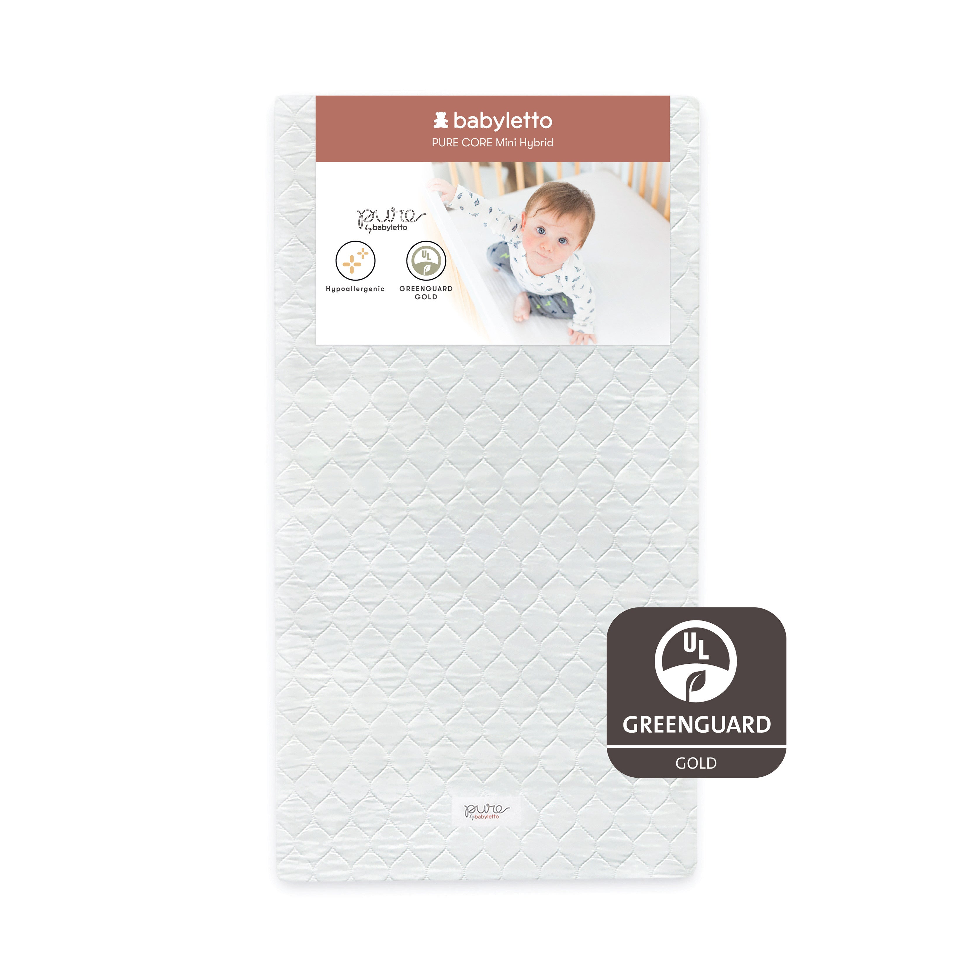 Babyletto Pure Core Mini Crib Mattress with Hybrid Waterproof Cover