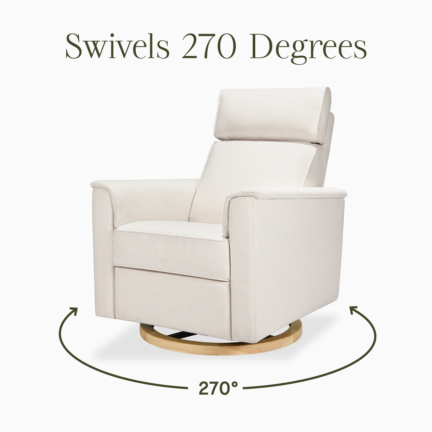 B17186PCMEWLB,Monogram by Namesake,Willa Plus Power Glider Recliner w/ Power Headrest in Performance Cream Eco-Weave w/Light Wood base