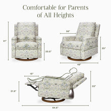 M22287TTFTDB,Namesake,Crewe Recliner and Swivel Glider in Strawberry Thief in Fig &Thyme w/Dark Wood Base