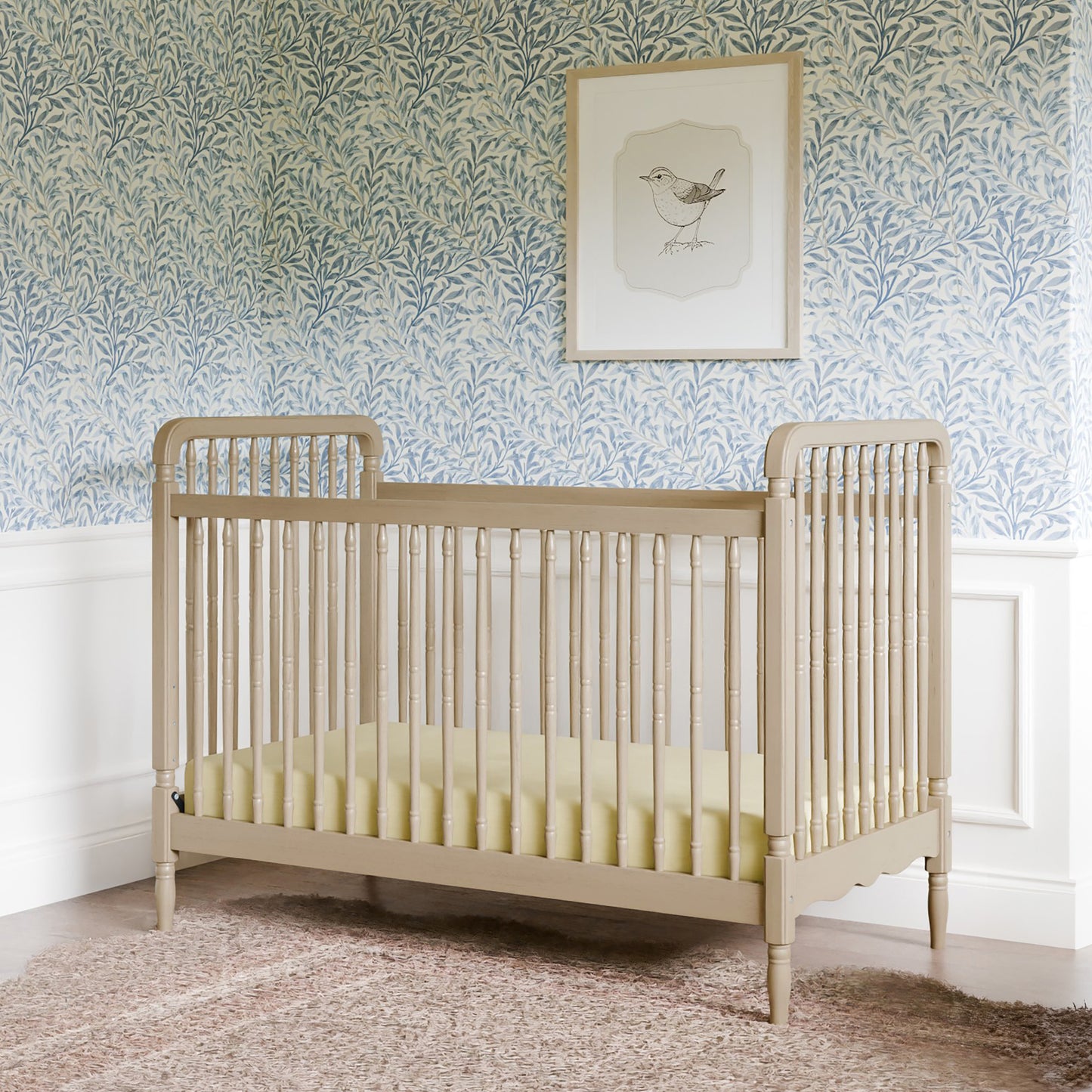 M7101WP,Namesake,Liberty 3-in-1 Convertible Spindle Crib w/Toddler Bed Conversion Kit in Washed Pine