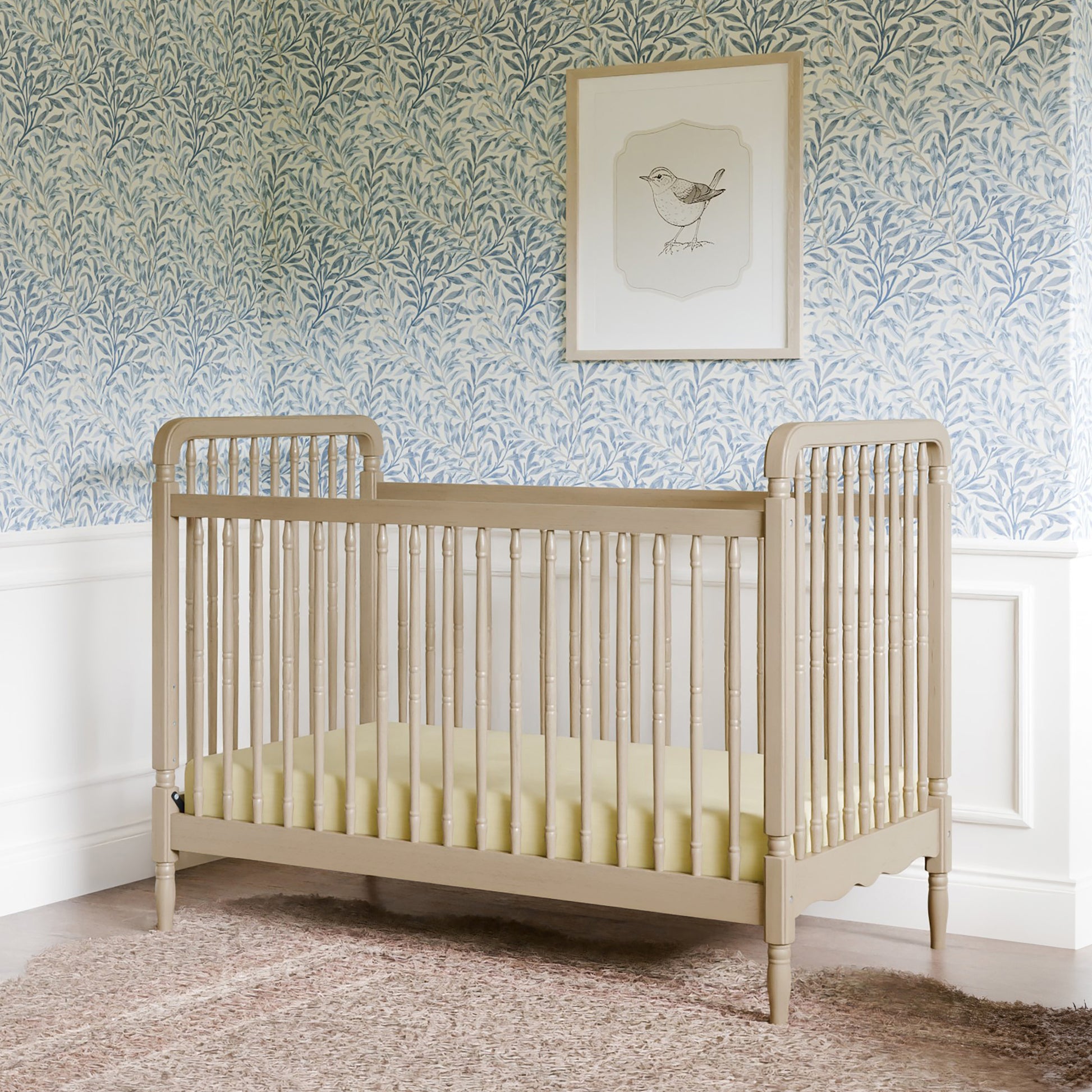 M7101WP,Namesake,Liberty 3-in-1 Convertible Spindle Crib w/Toddler Bed Conversion Kit in Washed Pine