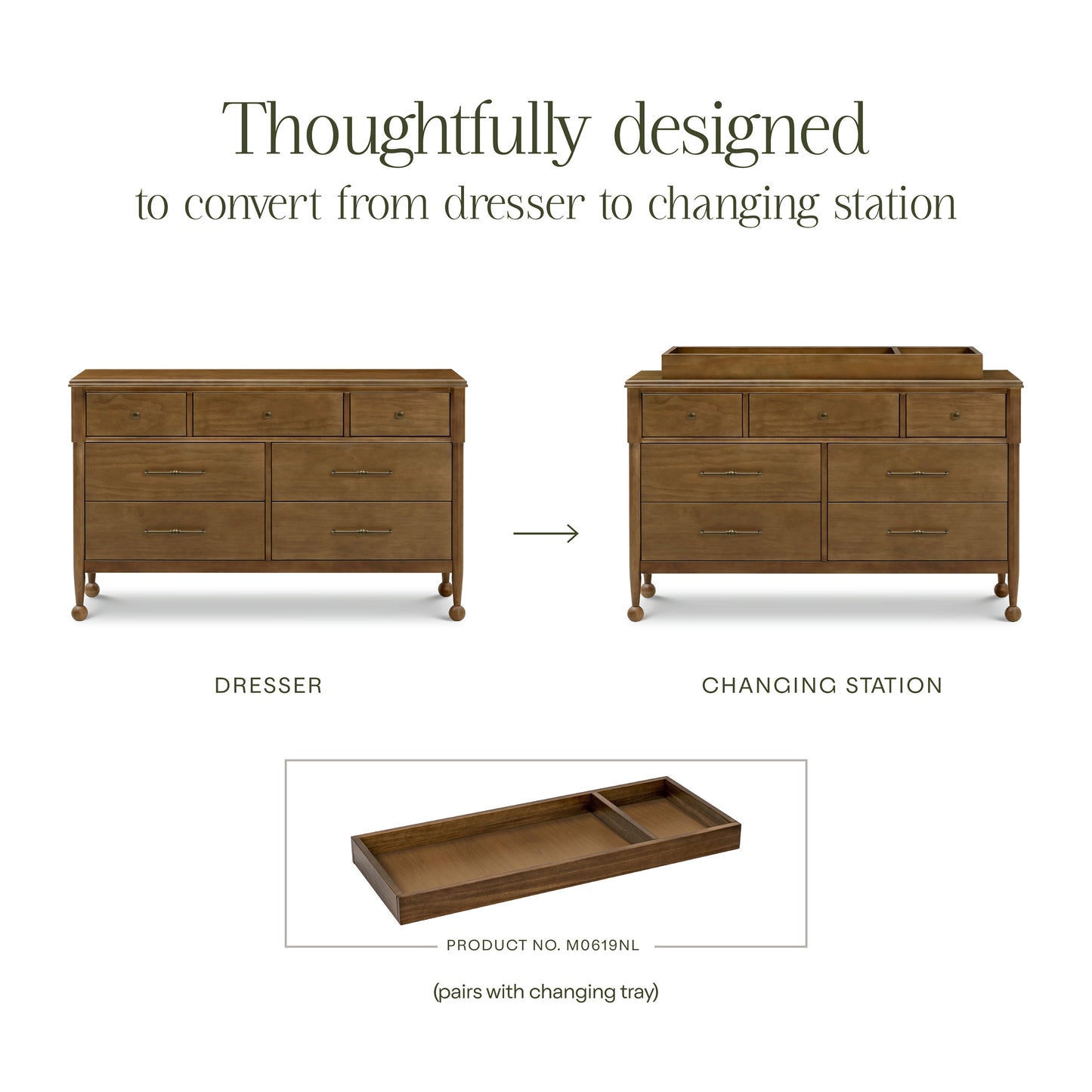 M31416NL,Namesake,Alouette 7-Drawer Assembled Dresser in Natural Walnut
