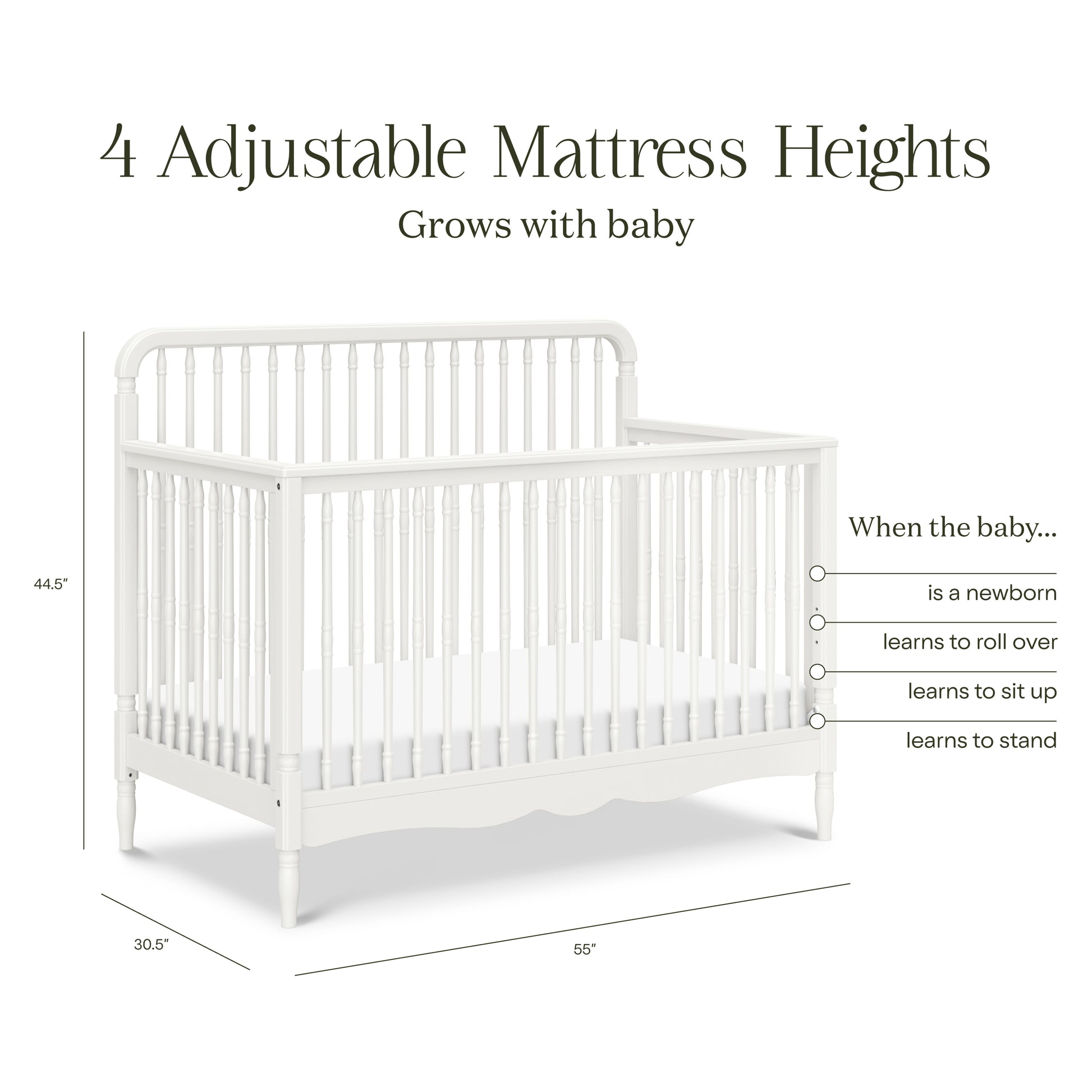 M7141RW,Namesake,Liberty 4-in-1 Convertible Spindle Crib in Warm White