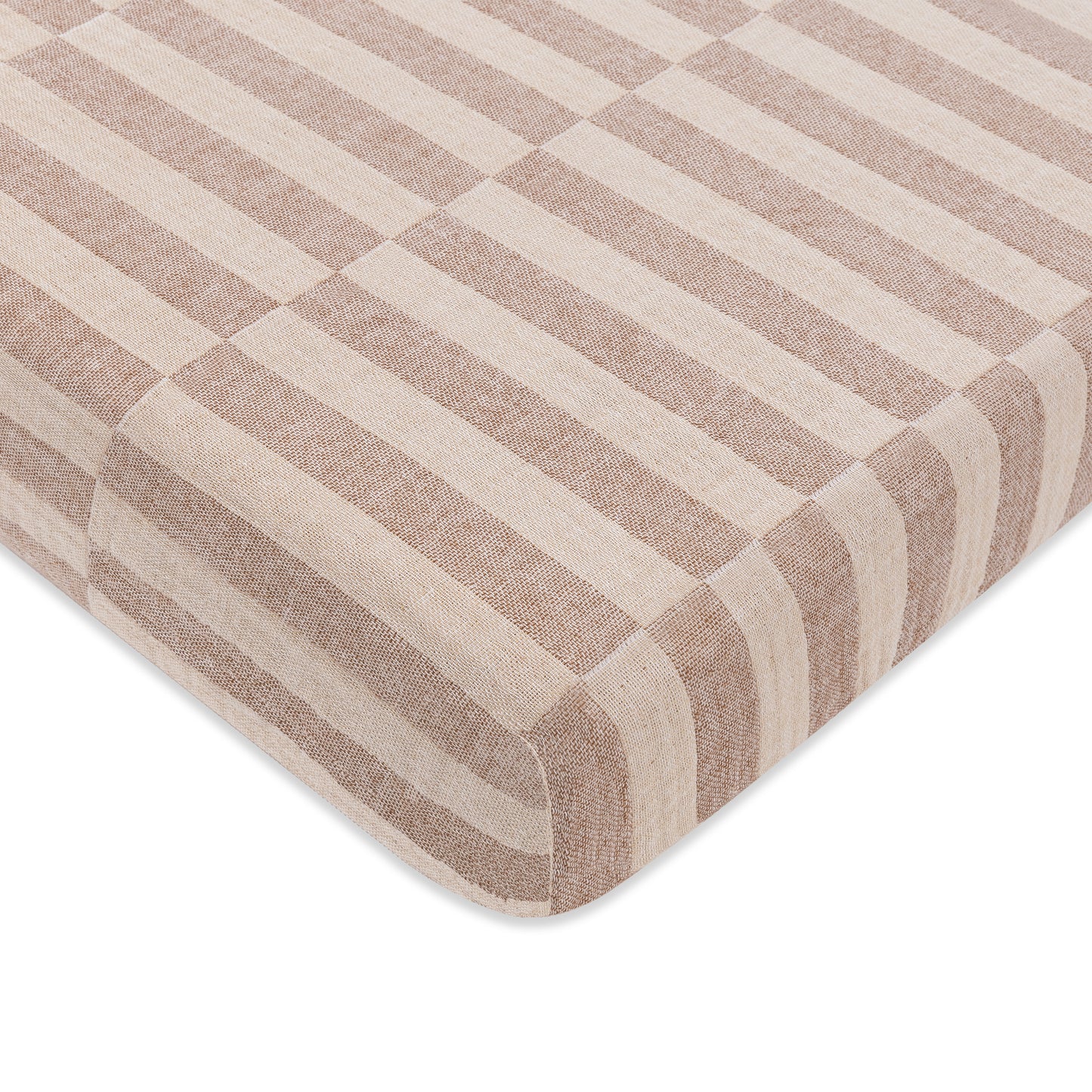 T30636,Babyletto,Cocoa Stripe Muslin Mini Crib Sheet in GOTS Certified Organic Cotton