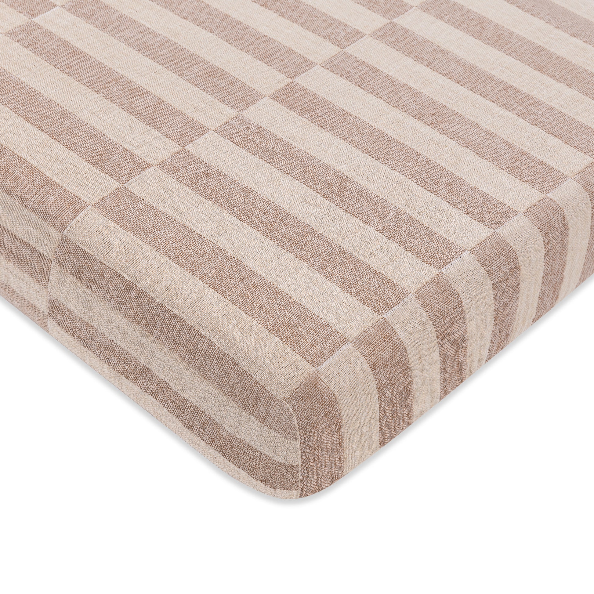 T30636,Babyletto,Cocoa Stripe Muslin Mini Crib Sheet in GOTS Certified Organic Cotton