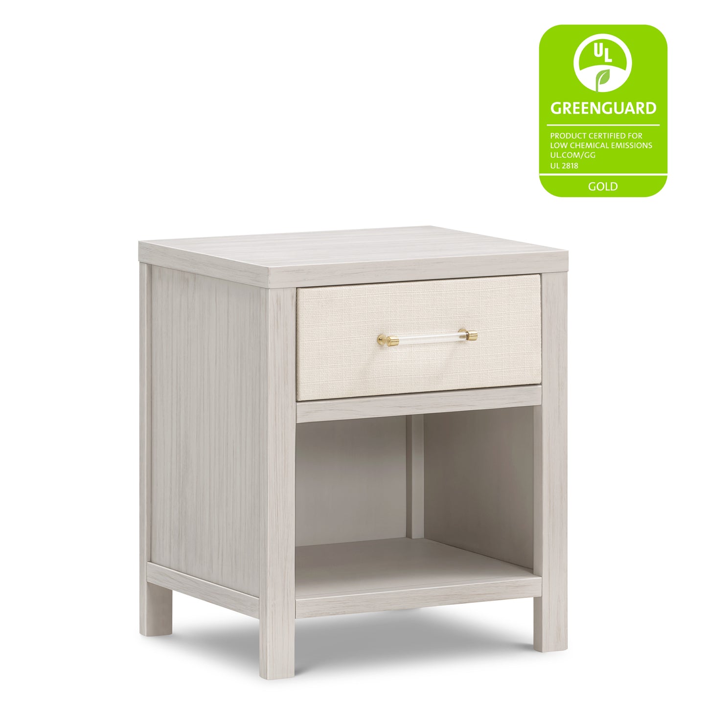 M24860WDFPEW,Namesake,Eloise Nightstand  Assembled in White Driftwood and Performance Pearl Eco-Weave
