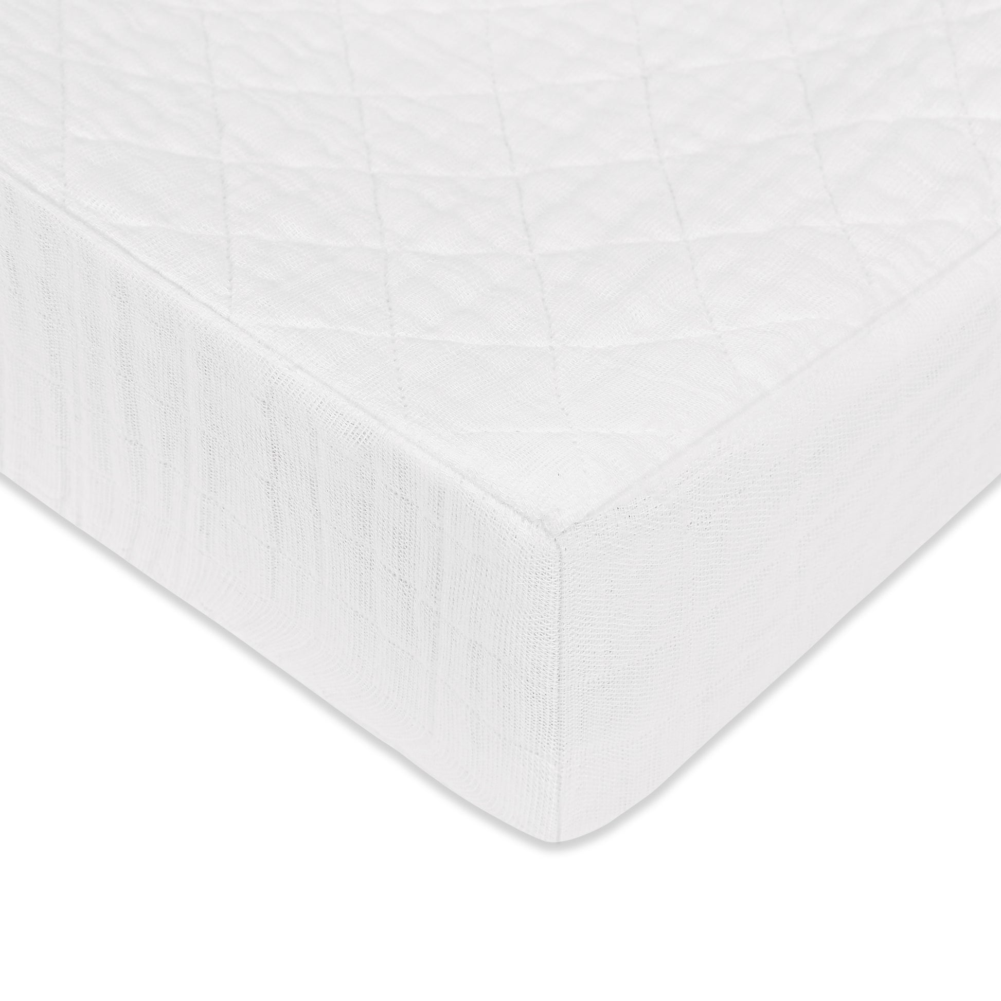 T29437,Plain White Quilted Muslin Changing Pad Cover in GOTS Certified Organic Cotton