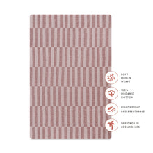 T30436,Babyletto,Maroon Stripe Muslin Mini Crib Sheet in GOTS Certified Organic Cotton