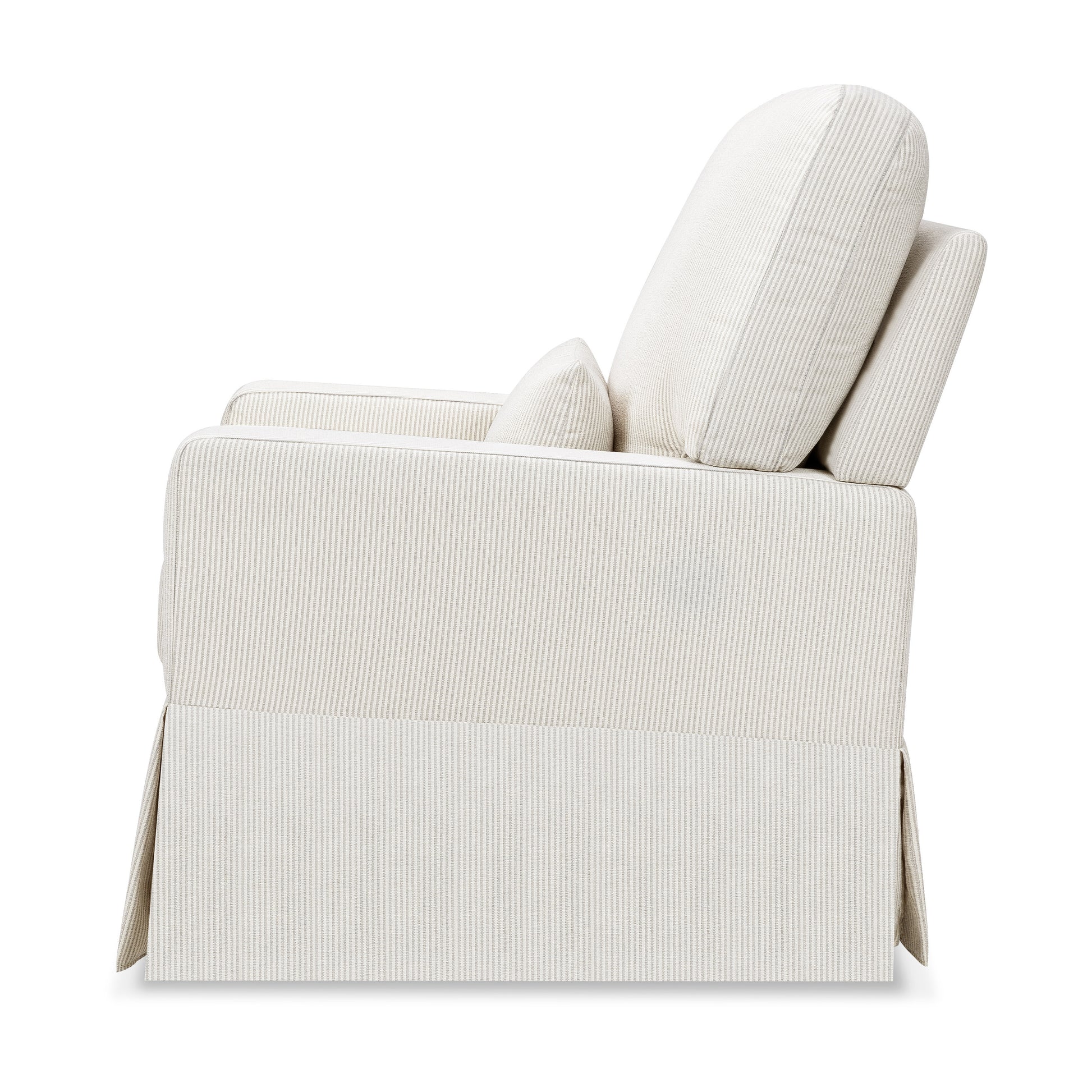 M21787FCS,Crawford Pillowback Comfort Swivel Glider in Fog Chatham Stripe Performance Eco-Weave