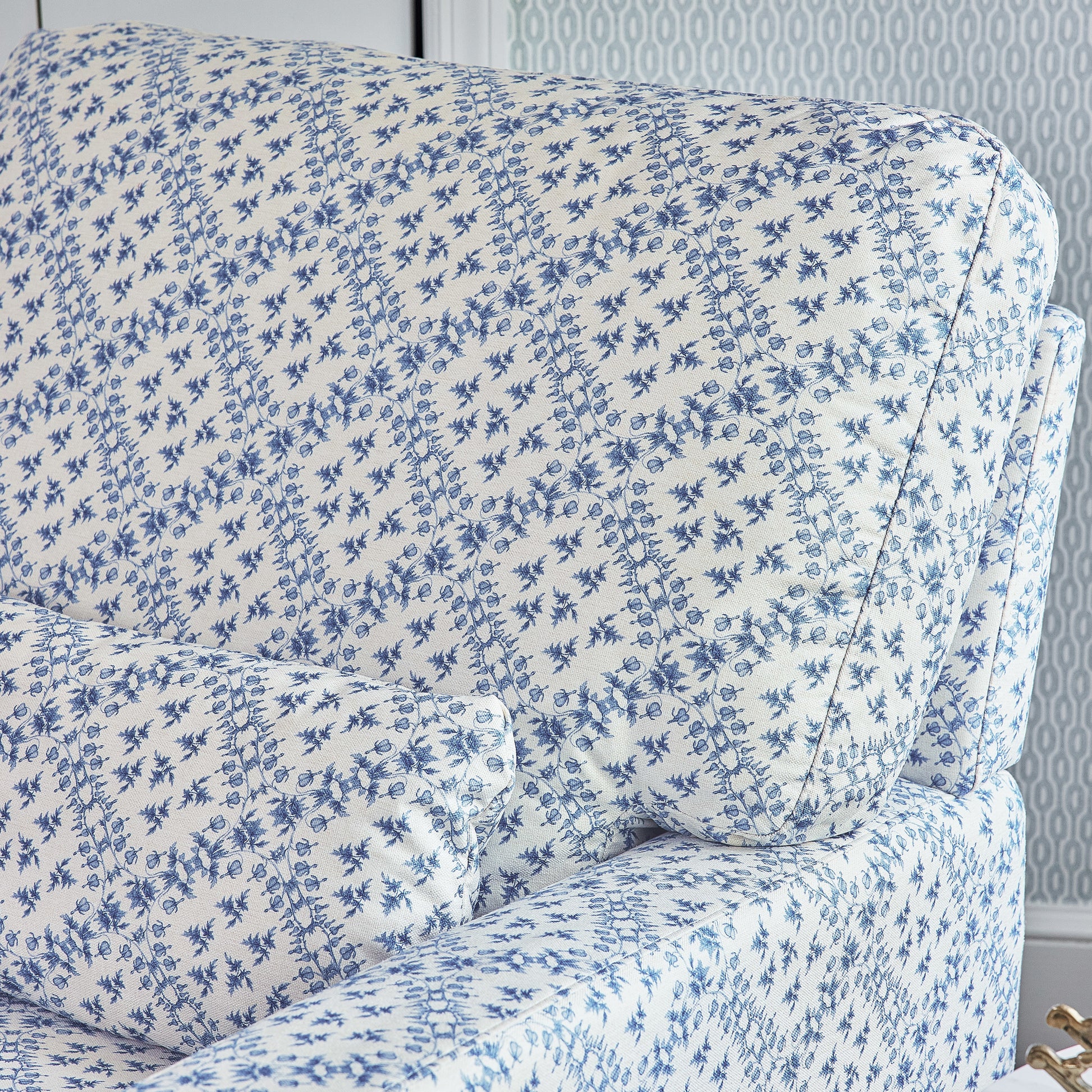 M21787BLT,Namesake,Sarah Flint x Namesake Crawford Swivel Glider in Blue Lattice Performance Eco-Weave