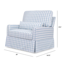 M21797BGH,Crawford Chair and a Half Pillowback Swivel Glider in Blue Gingham