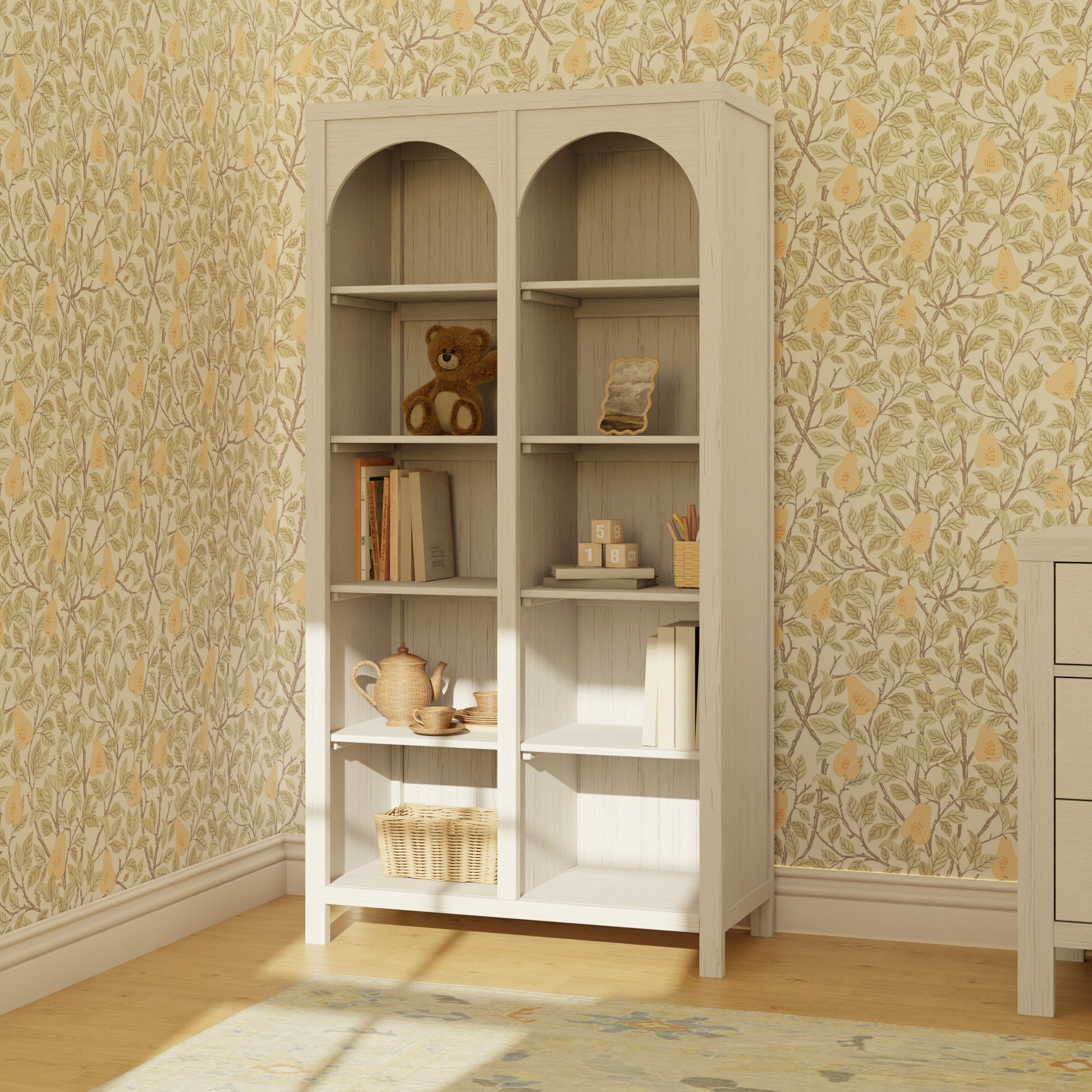 M24814WDF,Namesake,Eloise Bookcase  Assembled in White Driftwood