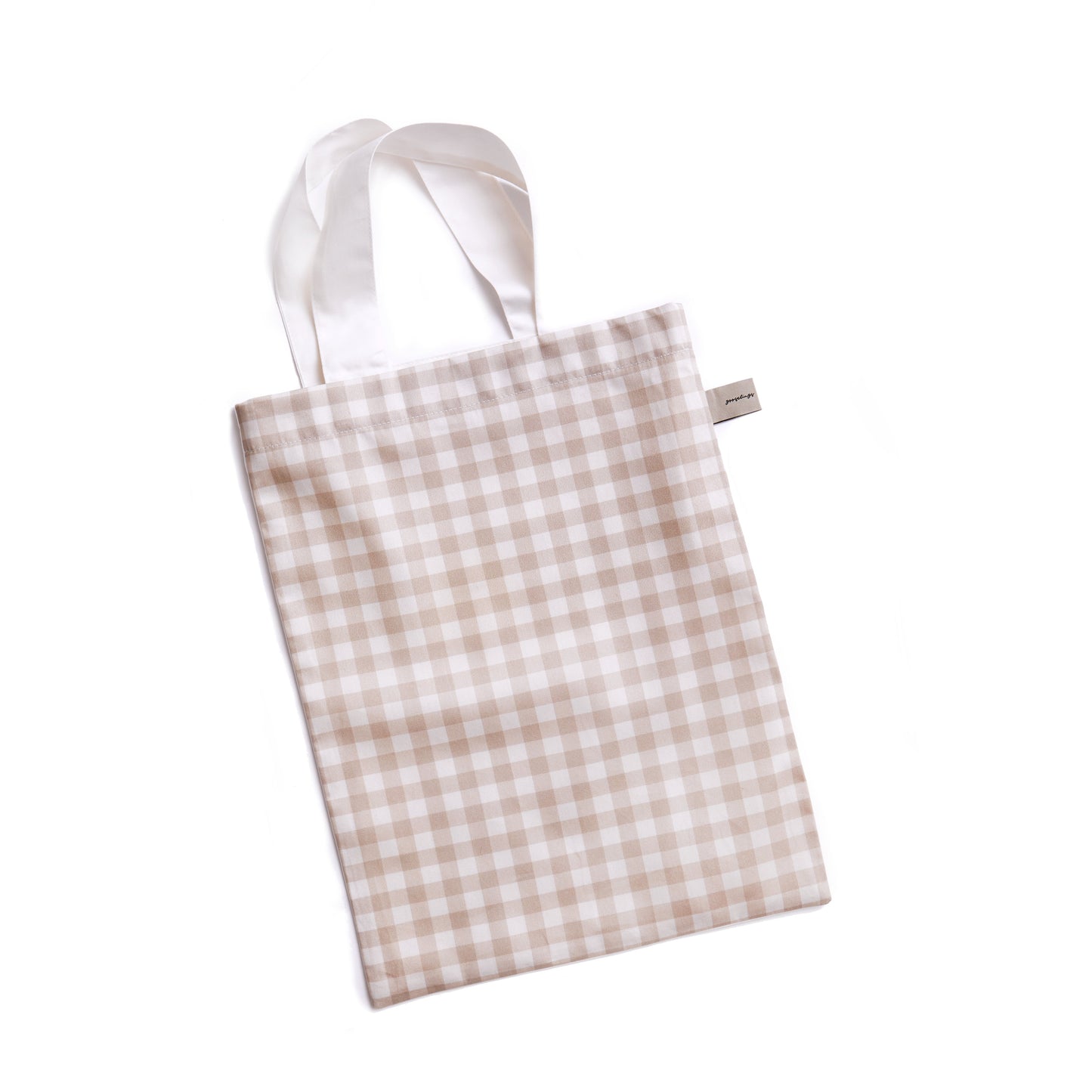 Gooslings Picnic Gingham Crib Sheet - Beige