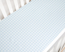 Gooslings Picnic Gingham Crib Sheet - Blue
