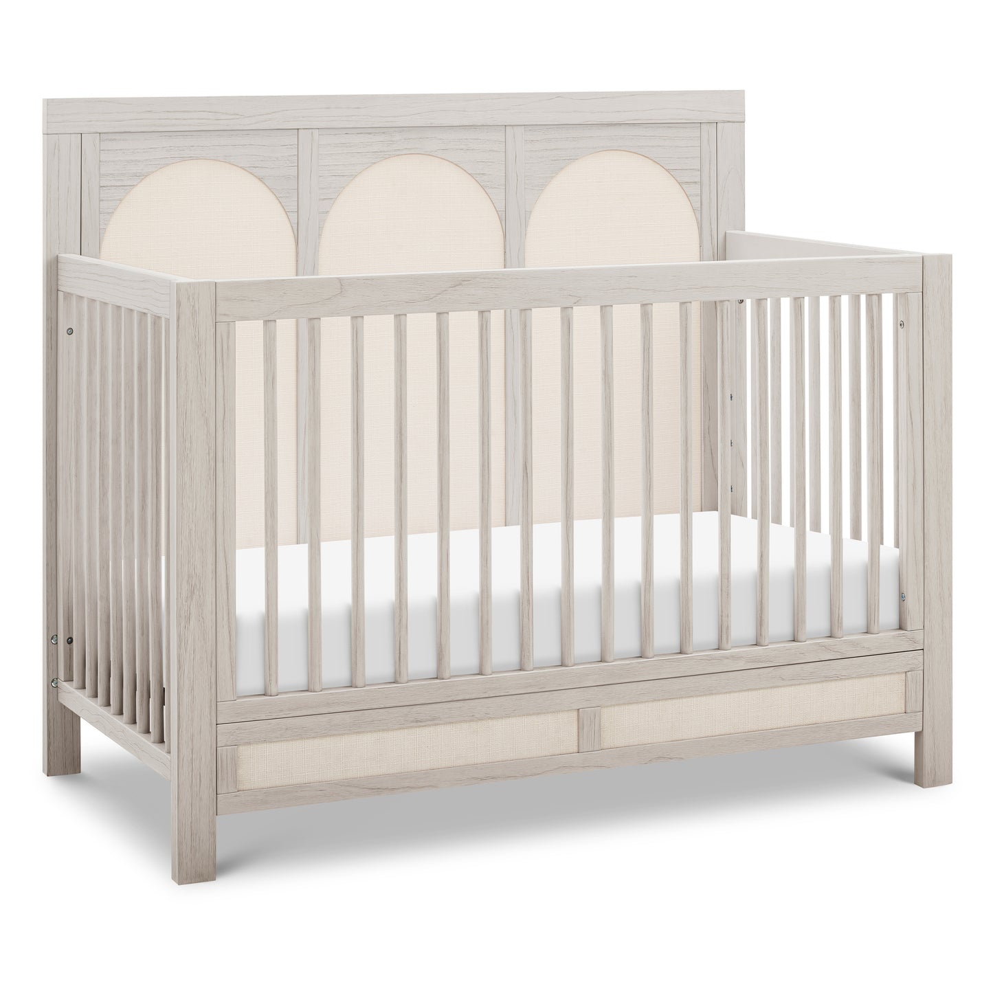 M24801WDFPEW,Namesake,Eloise 4-in-1 Convertible Crib in White Driftwood and Performance Pearl Eco-Weave