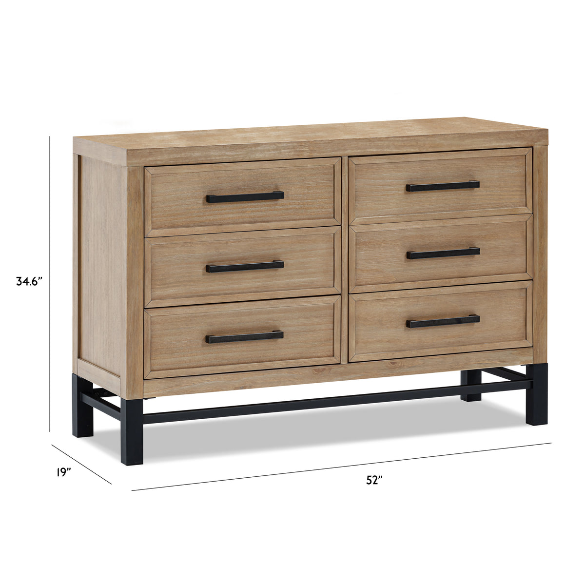 Newbern 6-Drawer Assembled Dresser - dimensions