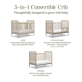 M7101WP,Namesake,Liberty 3-in-1 Convertible Spindle Crib w/Toddler Bed Conversion Kit in Washed Pine
