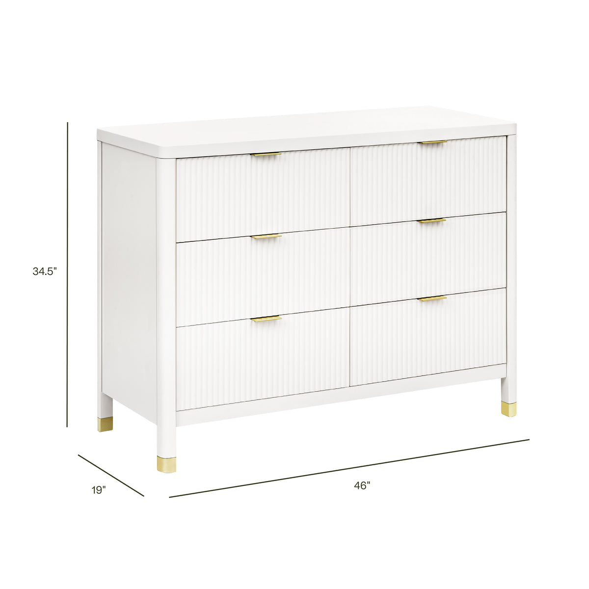 Brimsley Tambour 6-Drawer Assembled Dresser (46") - dimensions