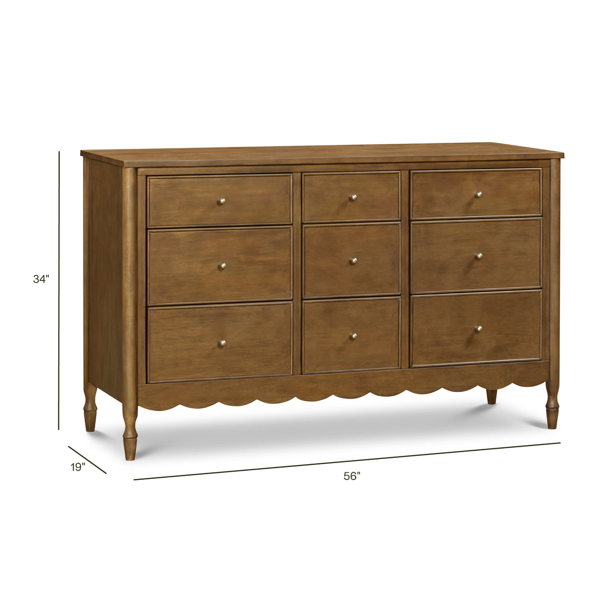 Ambrosia 9-Drawer Wide Assembled Dresser (56") - dimensions