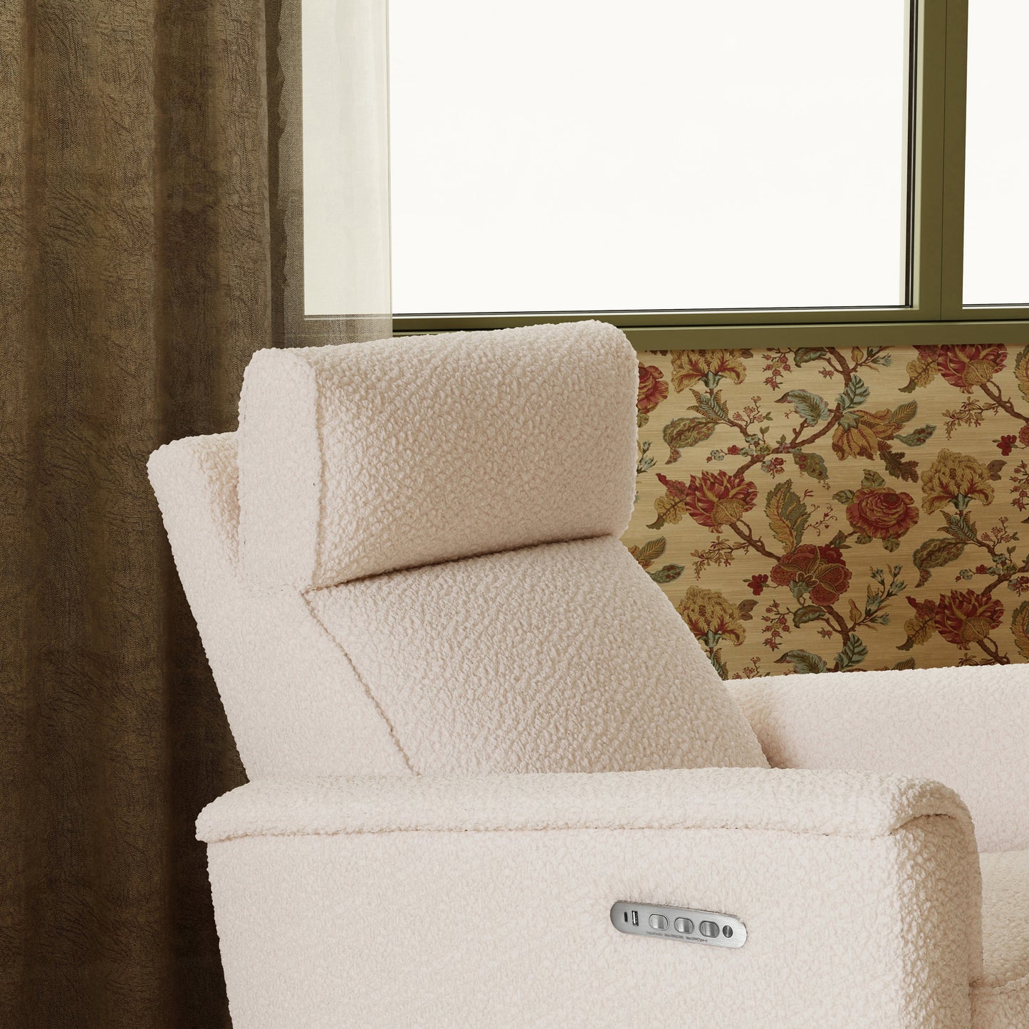 M17182CSG,Namesake,Willa Pro Power Glider Recliner w/ Power Lumbar in Chai Shearling