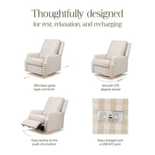 M22286TGHLB,Namesake,Crewe Electronic Swivel Glider Recliner in Tan Gingham with Light Wood Base