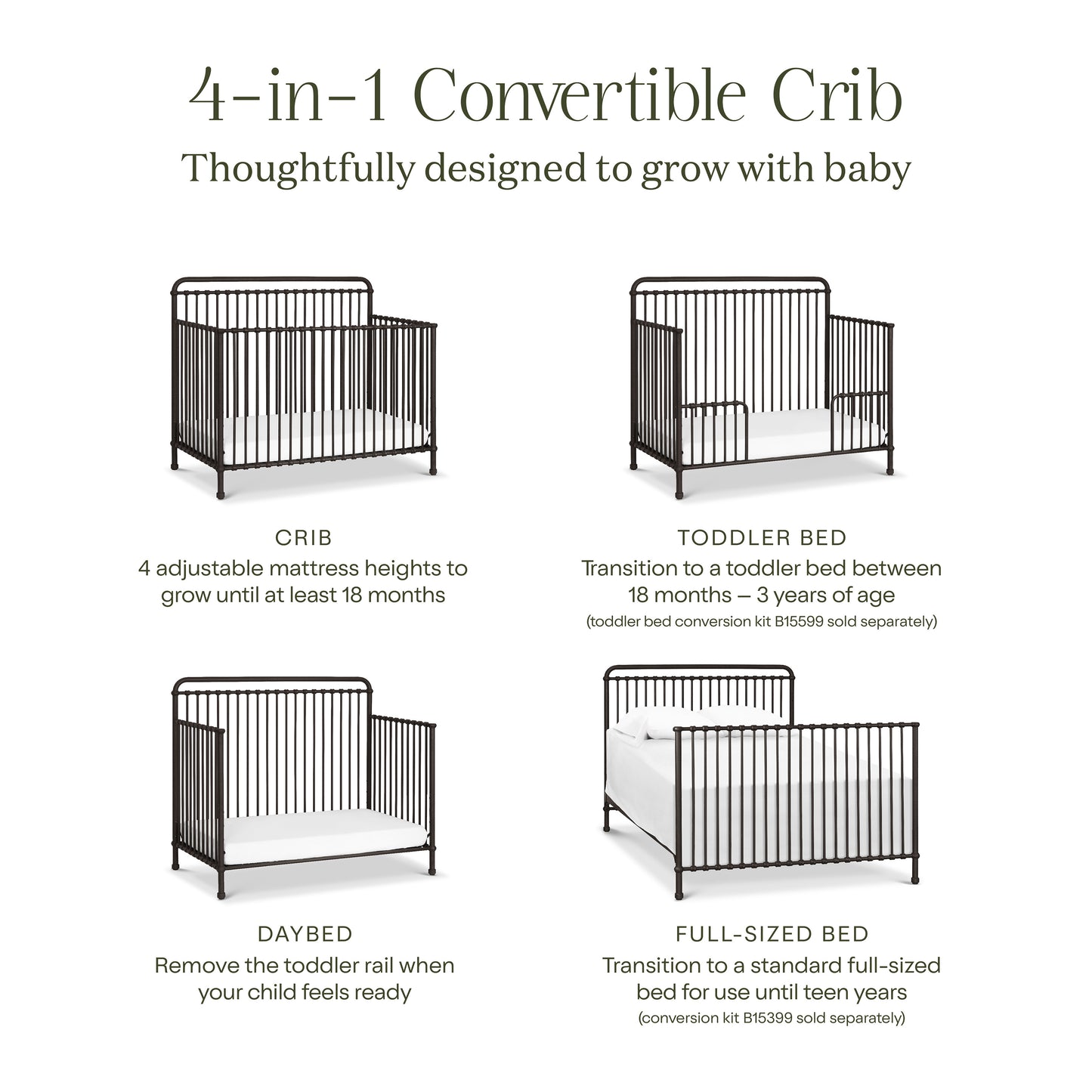 B15301UR,Namesake,Winston 4-in-1 Convertible Crib in Vintage Iron