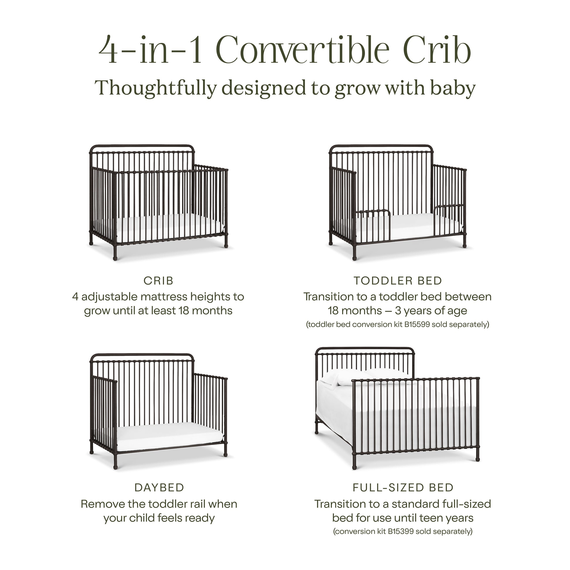 B15301UR,Namesake,Winston 4-in-1 Convertible Crib in Vintage Iron