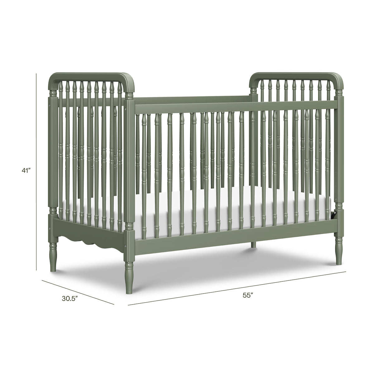 Liberty 3-in-1 Convertible Spindle Crib with Toddler Bed Conversion Kit - dimensions