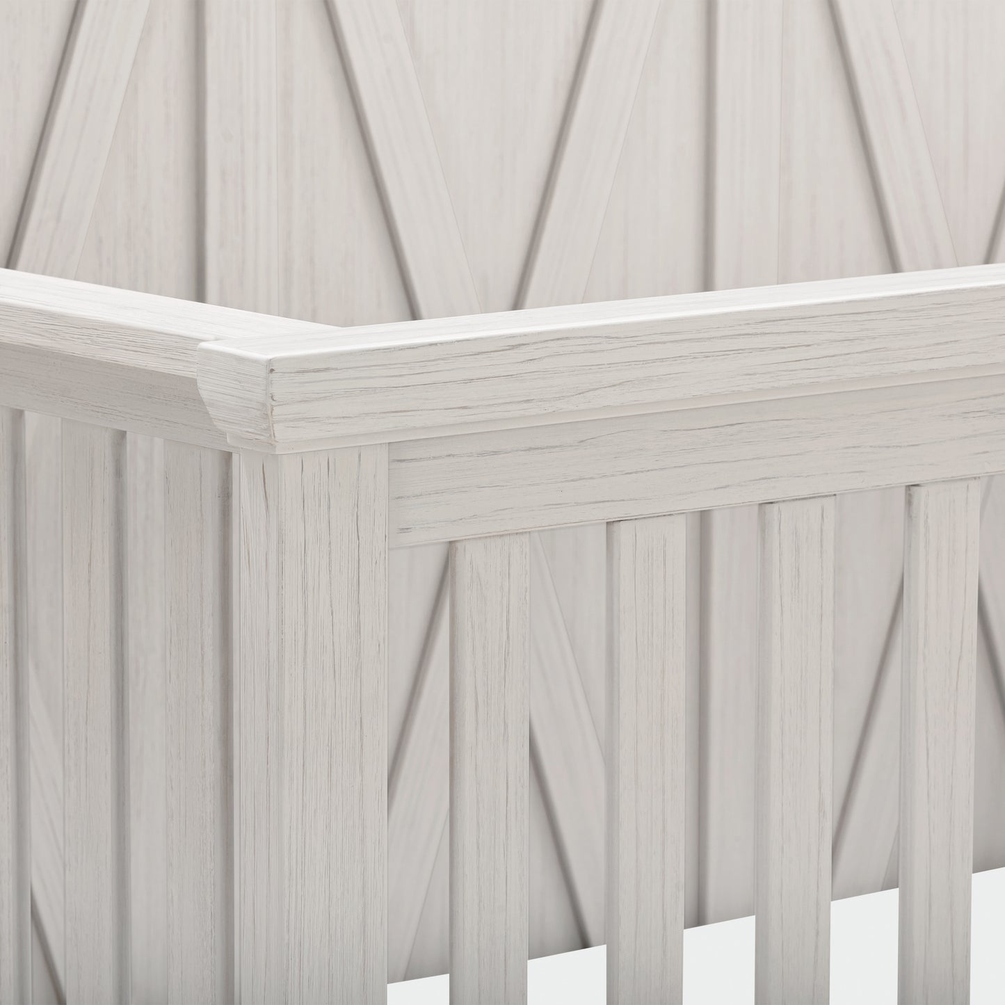 B14501WDF,Monogram by Namesake,Emory Farmhouse 4-in-1 Convertible Crib in White Driftwood
