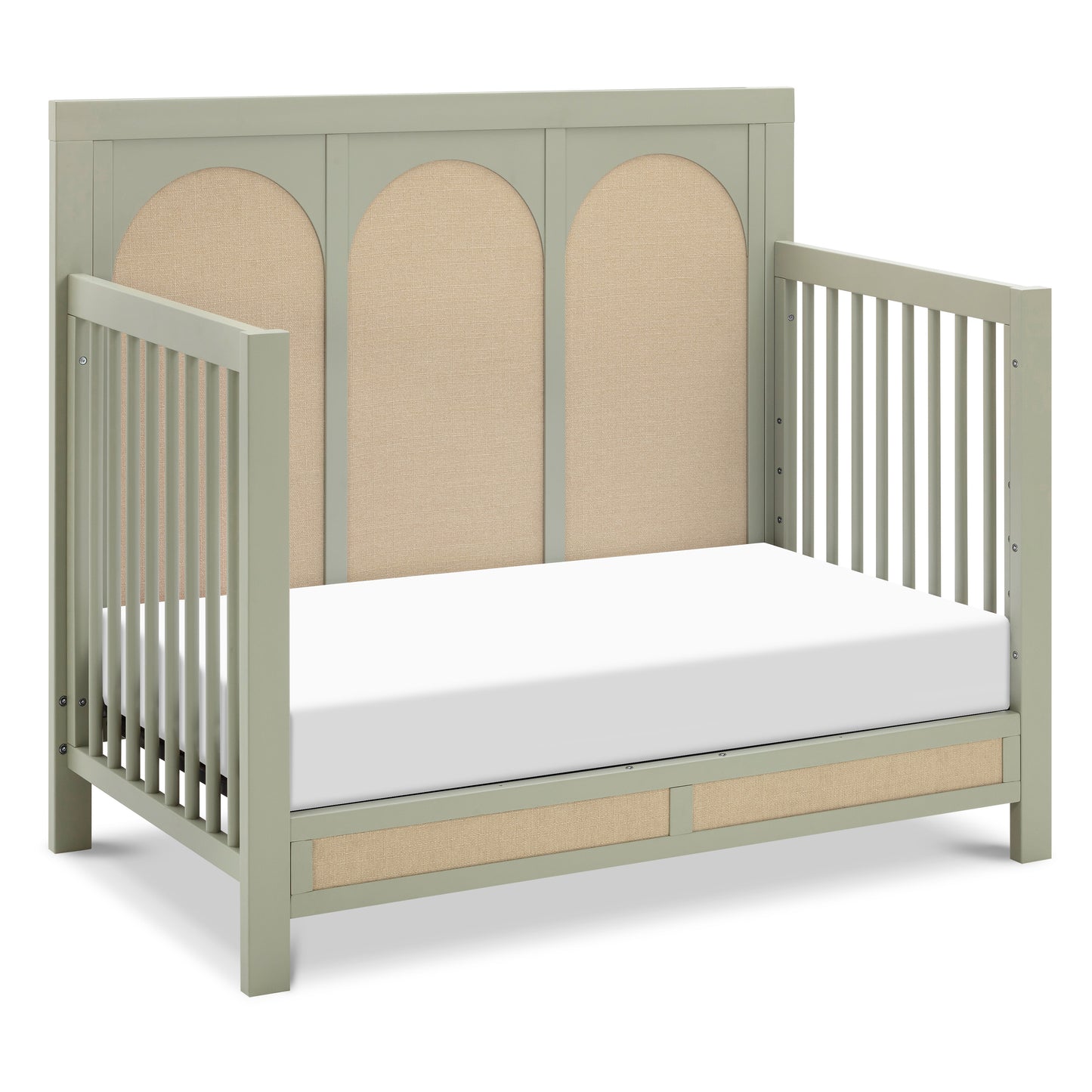 M24801FSPSEW,Namesake,Eloise 4-in-1 Convertible Crib in French Sage and Performance Sand Eco-Weave