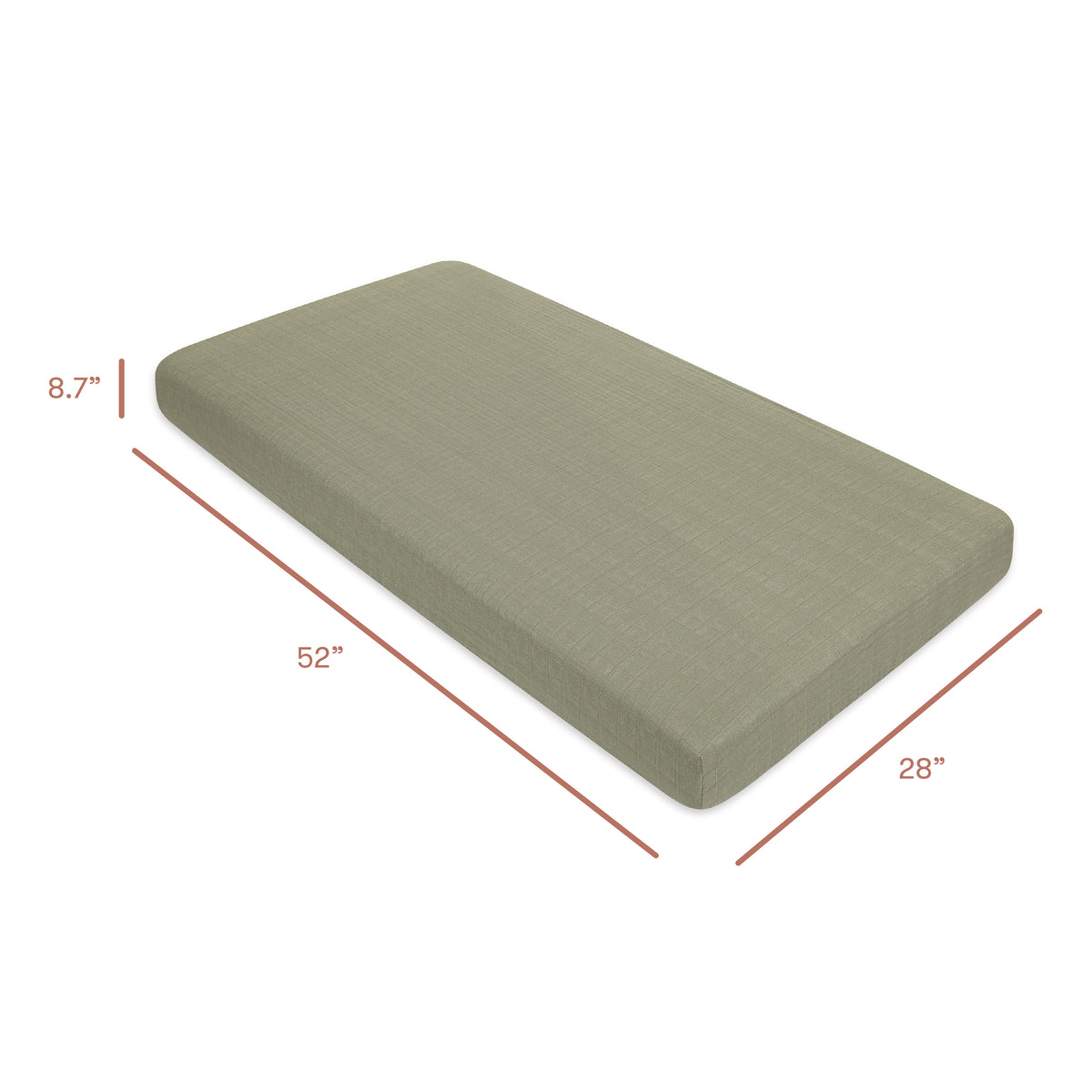 Crib Sheet in GOTS Certified Organic Muslin Cotton - dimensions