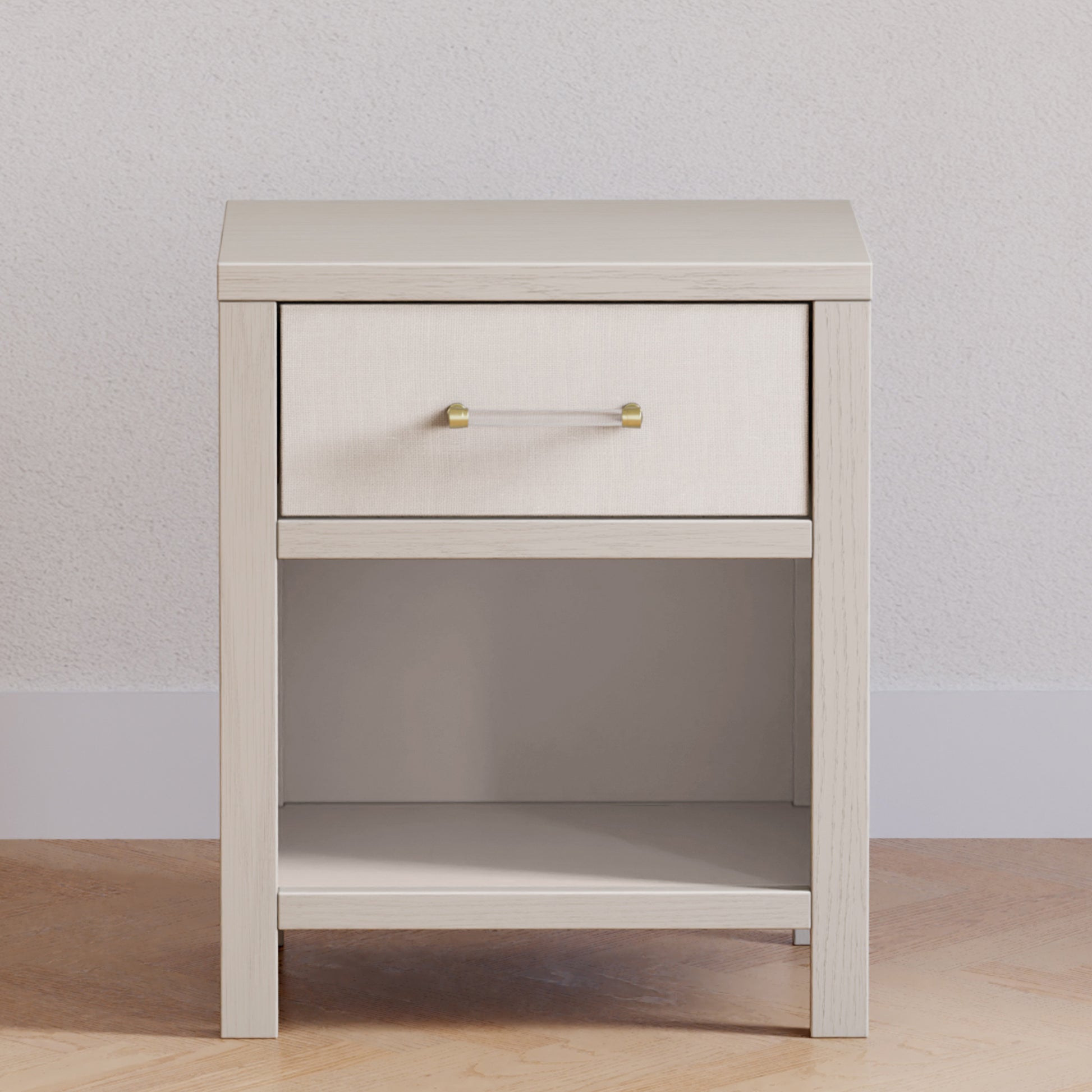 M24860WDFPEW,Namesake,Eloise Nightstand  Assembled in White Driftwood and Performance Pearl Eco-Weave