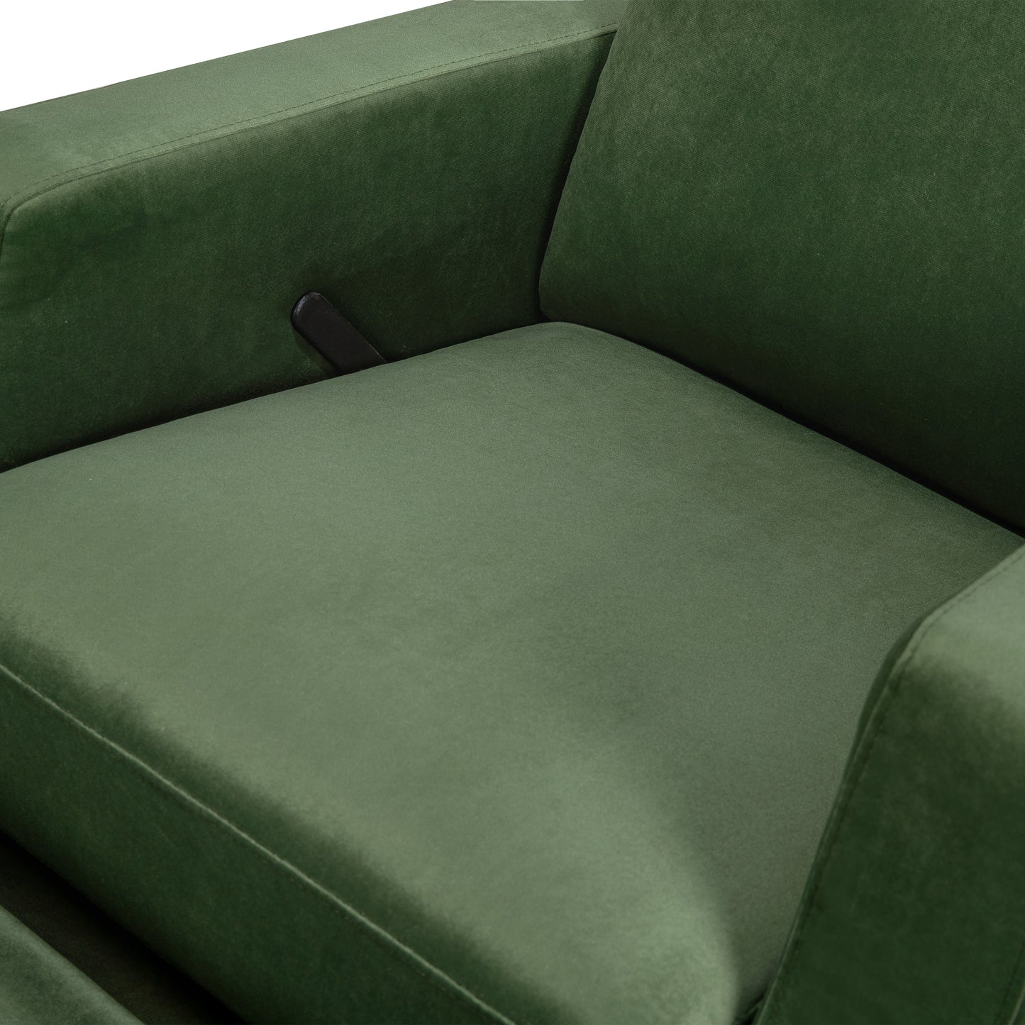 M22287FGVLB,Namesake,Crewe Recliner and Swivel Glider in Forest Green Velvet w/Light Wood Base