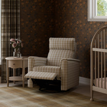 M17186TGH,Namesake,Willa Plus Power Glider Recliner w/ Power Headrest in Tan Gingham