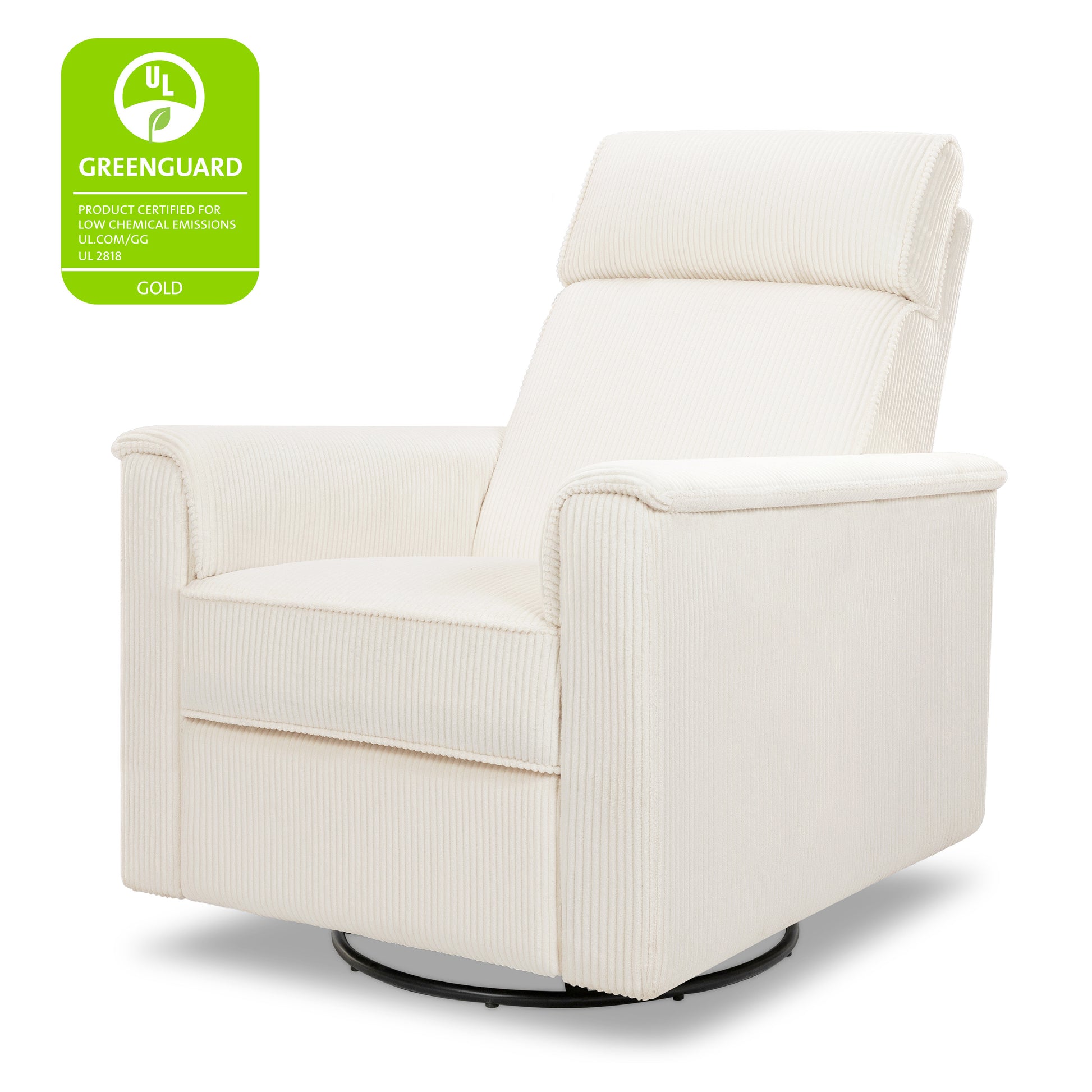 B17183YC,Monogram by Namesake,Willa Deluxe Power Glider Recliner w/Heat&Massage in Ivory Corduroy