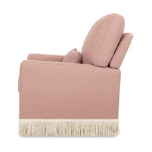 M21787RSBIF,Namesake,Crawford Pillowback Comfort Swivel Glider in Rose Boucle with Ivory Tassel Fringe