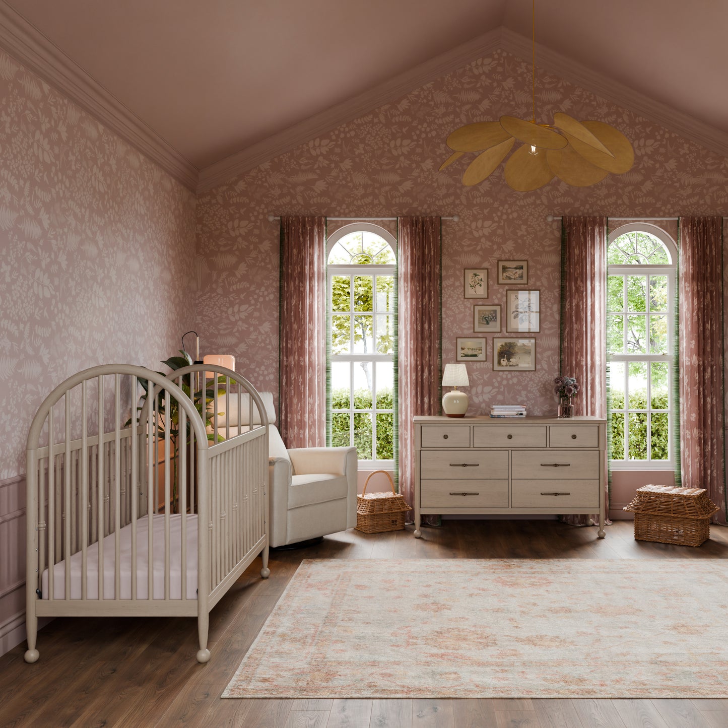 M31401WP,Namesake,Alouette 3-in-1 Convertible Spindle Crib in Washed Pine