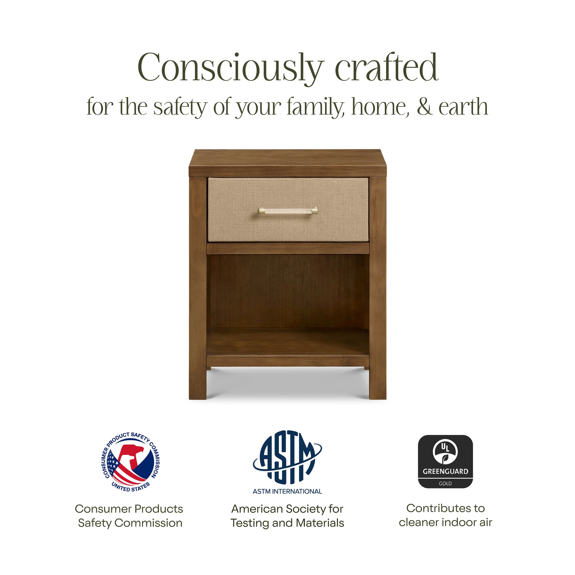 M24860NLPSEW,Namesake,Eloise Nightstand  Assembled in Natural Walnut & Performance Sand Eco-Weave