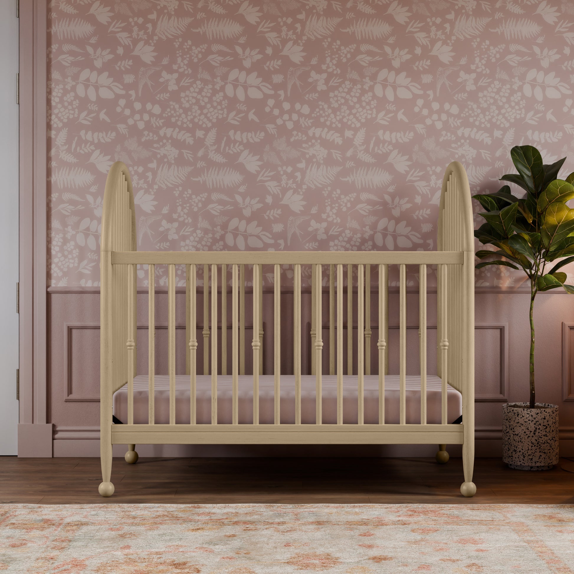M31401WP,Namesake,Alouette 3-in-1 Convertible Spindle Crib in Washed Pine