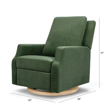 M22287FGVLB,Namesake,Crewe Recliner and Swivel Glider in Forest Green Velvet w/Light Wood Base