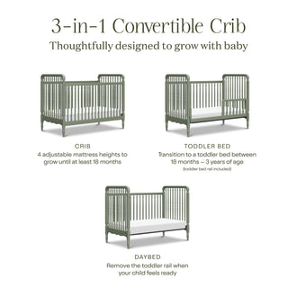 M7101JP,Namesake,Liberty 3-in-1 Convertible Spindle Crib w/Toddler Bed Conversion Kit in Juniper