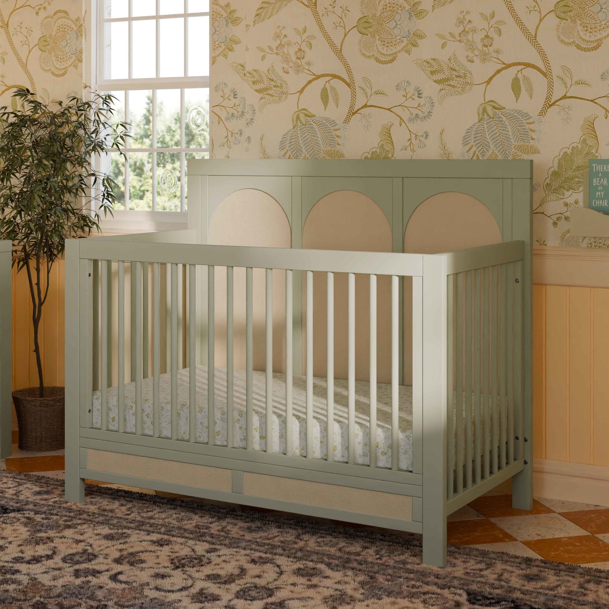 M24801FSPSEW,Namesake,Eloise 4-in-1 Convertible Crib in French Sage and Performance Sand Eco-Weave