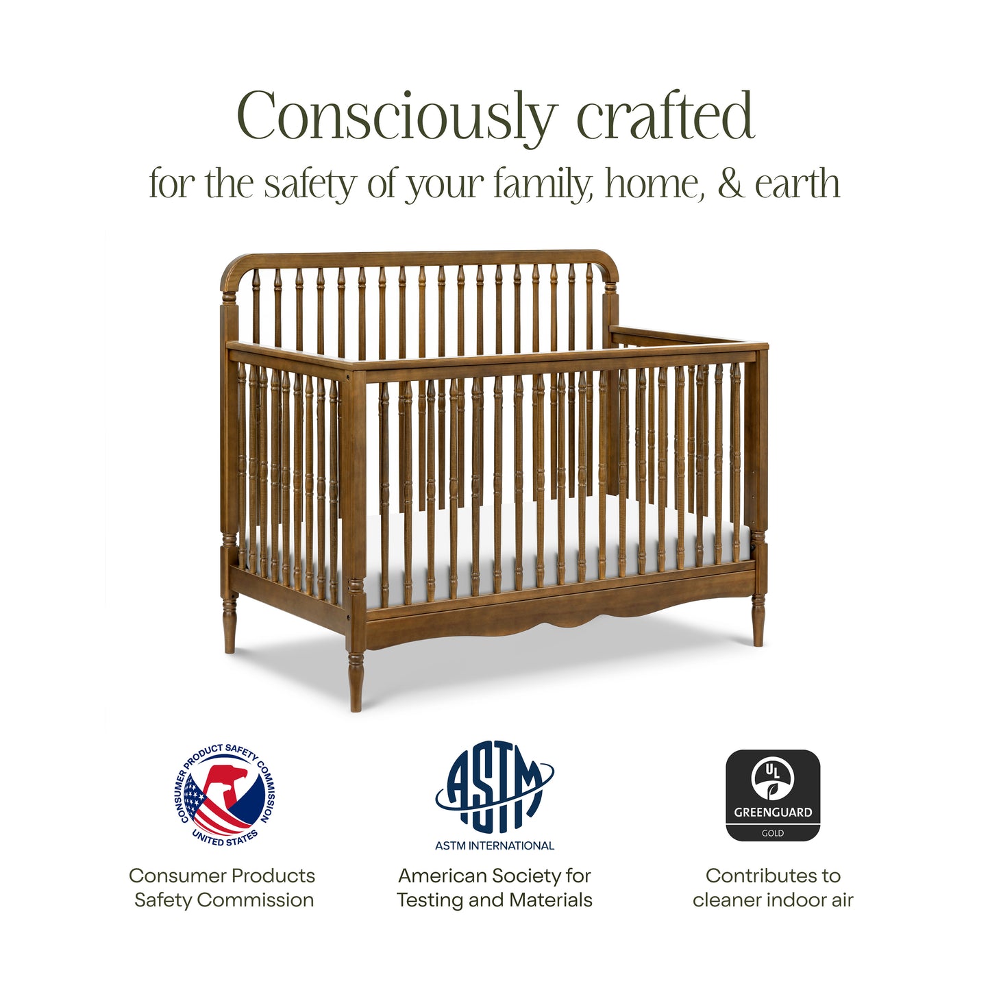 M7141NL,Namesake,Liberty 4-in-1 Convertible Spindle Crib in Natural Walnut