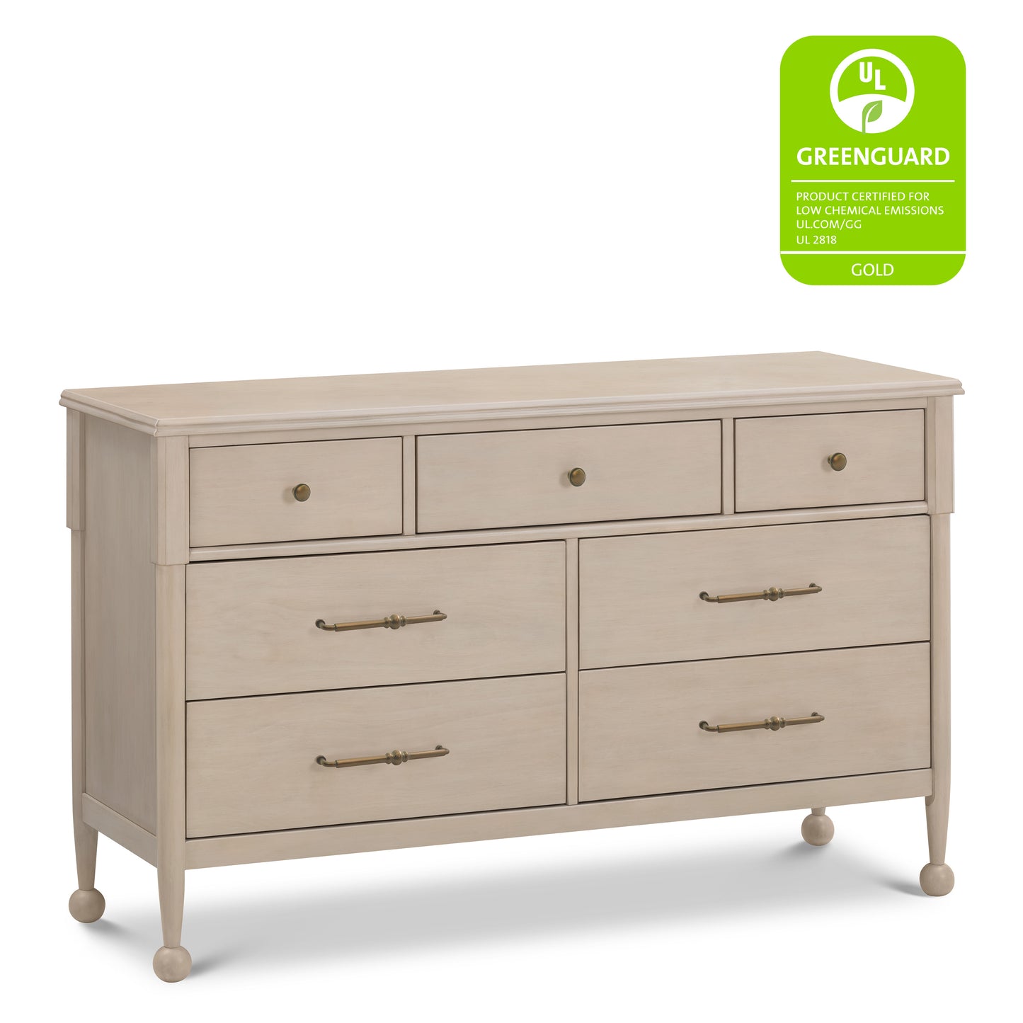 M31416WP,Namesake,Alouette 7-Drawer Assembled Dresser in Washed Pine