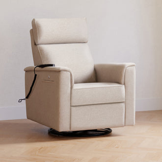 M17183PBEW,Namesake,Willa Deluxe Power Glider Recliner w/Heat&Massage in Performance Beach Eco-Weave
