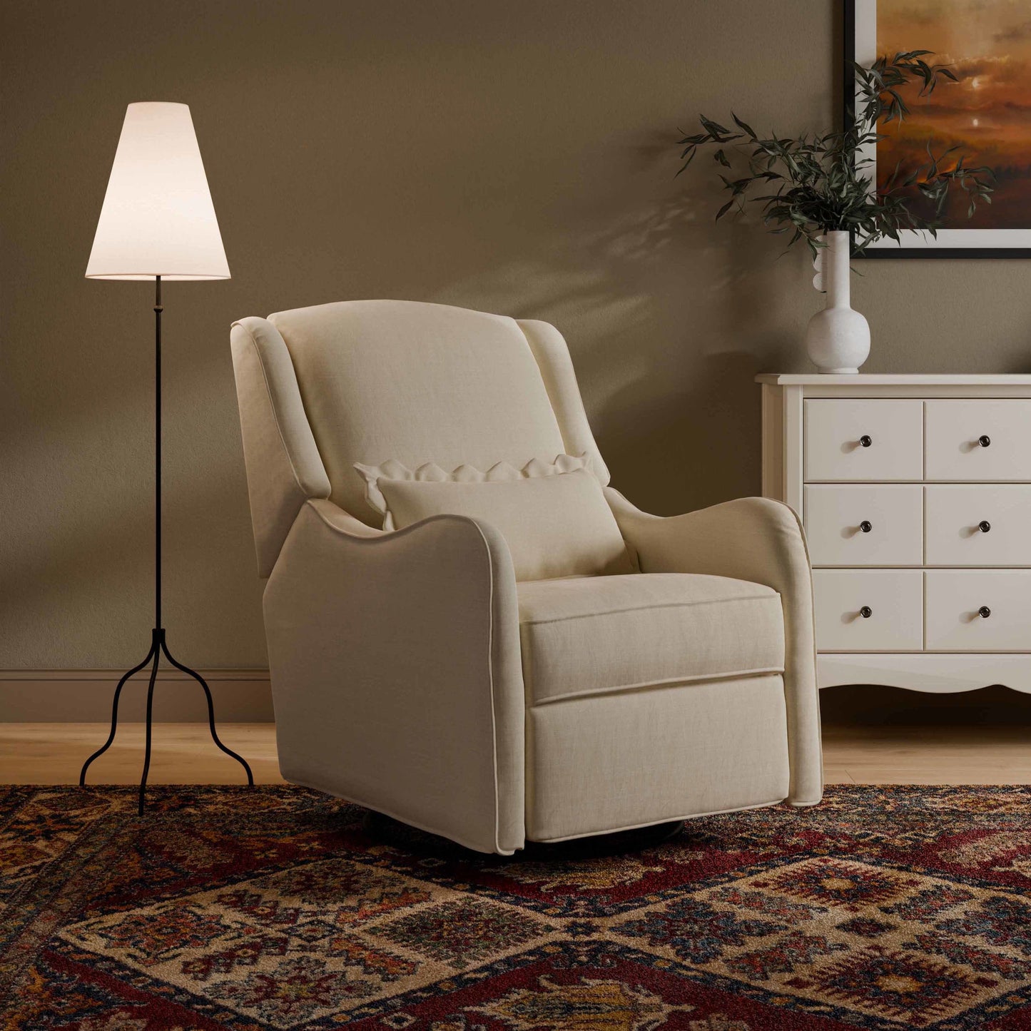 M27787PIEB,Namesake,Devon Recliner and Swivel Glider in Performance Ivory Eco-Basketweave