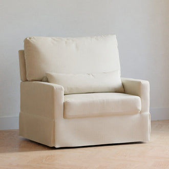 M21797PCMEW,Namesake,Crawford Chair and a Half Pillowback Swivel Glider in Performance Cream Eco Weave
