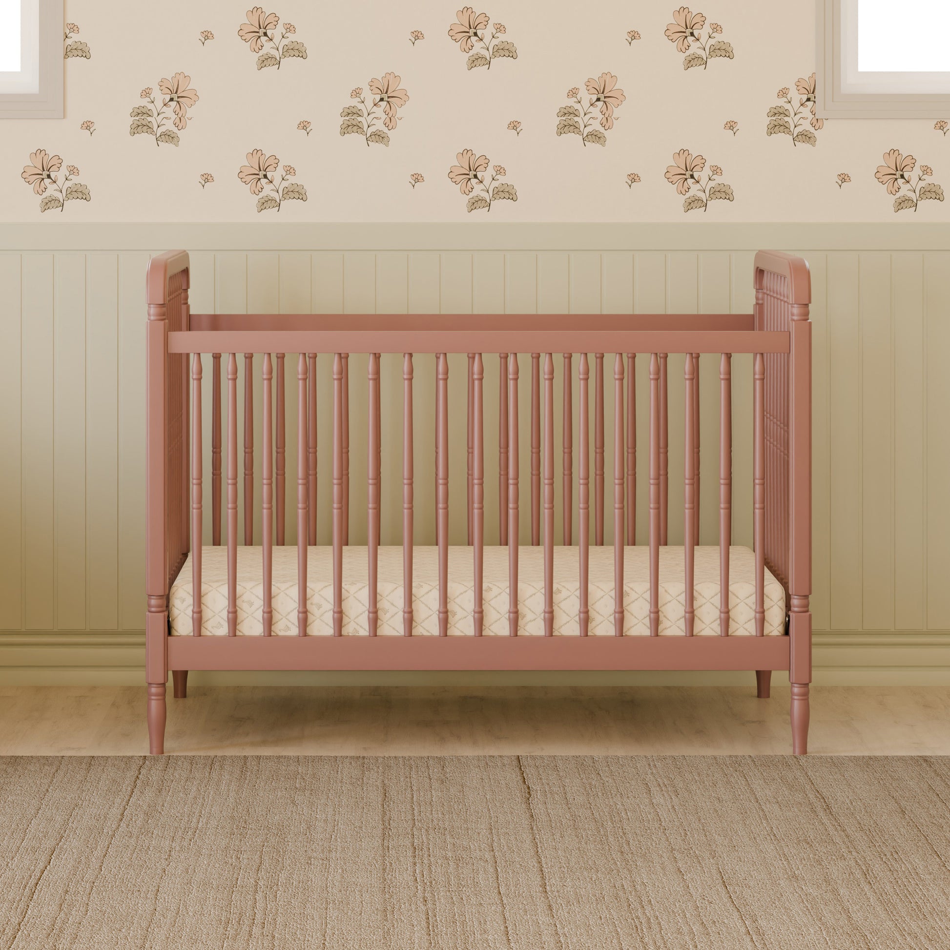 M7101DTR,Namesake,Liberty 3-in-1 Convertible Spindle Crib w/Toddler Bed Conversion Kit in Dusty Rose